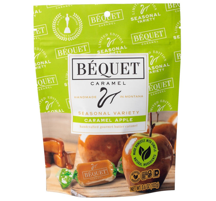 Packaged apples with Béquet branding on a white background